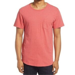 Marine Layer Men's Red Striped T-Shirt with Pocket